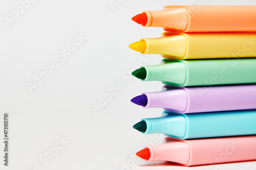 Colorful marker pen on white background