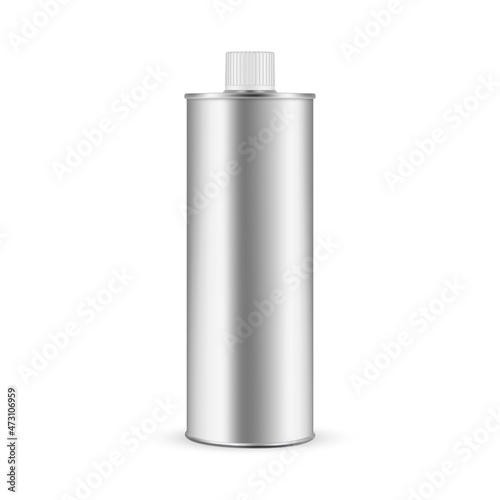 Olive Oil Tin Bottle Mockup Isolated on White Background. Vector Illustration