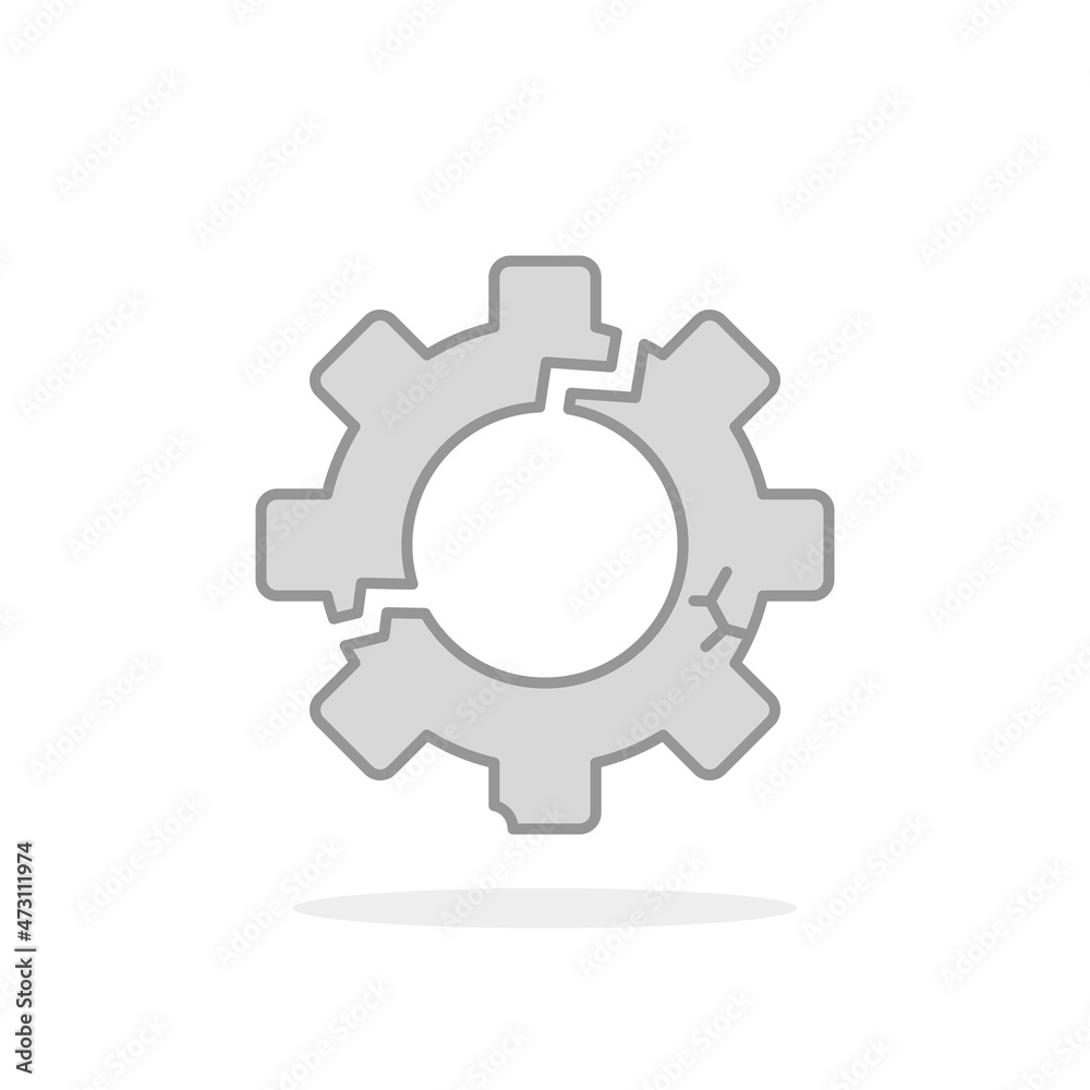 grey linear broken gear like big failure icon grey linear broken gear like big failure icon