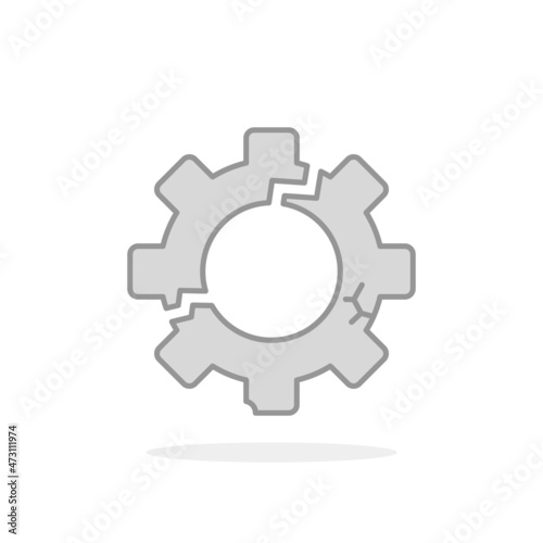 grey linear broken gear like big failure icon