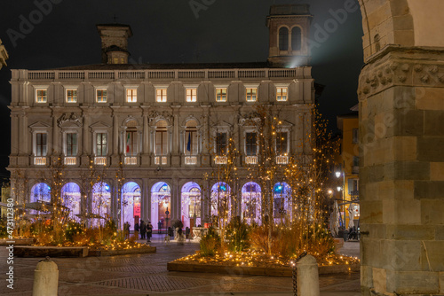Old square illuminated for Christmas