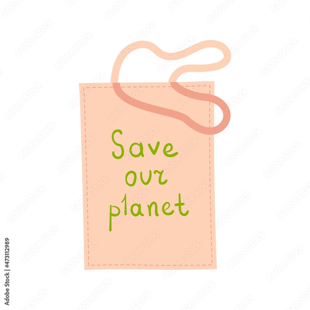 Reusable recyclable bag. Eco friendly shopper. Modern flat illustration isolated on white background Reusable recyclable bag. Eco friendly shopper. Modern flat illustration isolated on white background