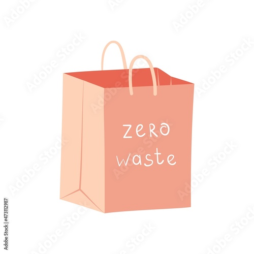 Reusable recyclable bag. Eco friendly shopper. Modern flat illustration isolated on white background