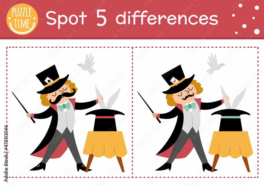 Circus Find Differences Game For Children Educational Activity With circus-find-differences-game-for-children-educational-activity-with