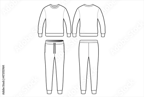 Sweatsuit top and bottom template