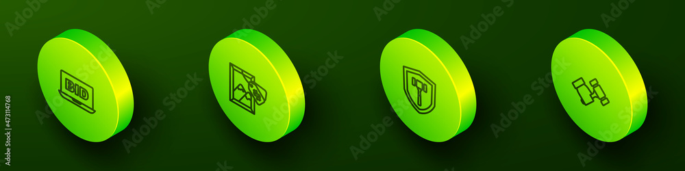 Set Isometric line Online auction, Auction painting, hammer and icon. Vector Set Isometric line Online auction, Auction painting, hammer and icon. Vector