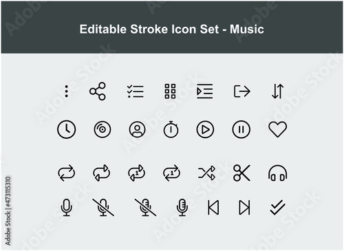 set of thin icons about music app. vector icons