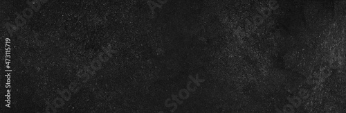 Blank wide screen Real chalkboard background texture in college concept for back to school classroom for black friday white chalk text draw graphic. Grey gradient slate table blackboard bacground.