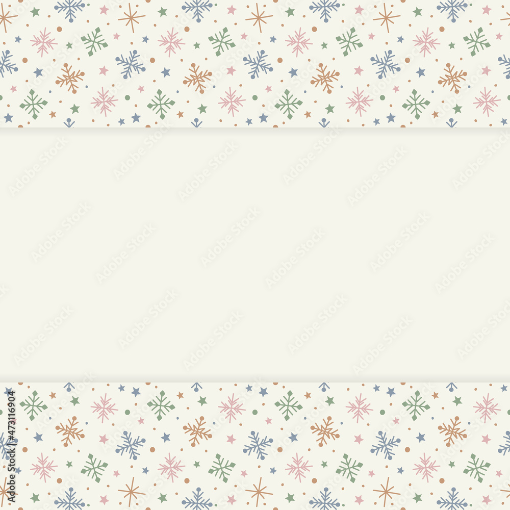 Design of a Christmas background with hand drawn snowflakes. Vector