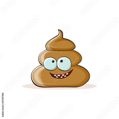 vector funny cartoon cool smiling poo icon isolated on white background. emoji funky poo character. A pile of poo sticker or label