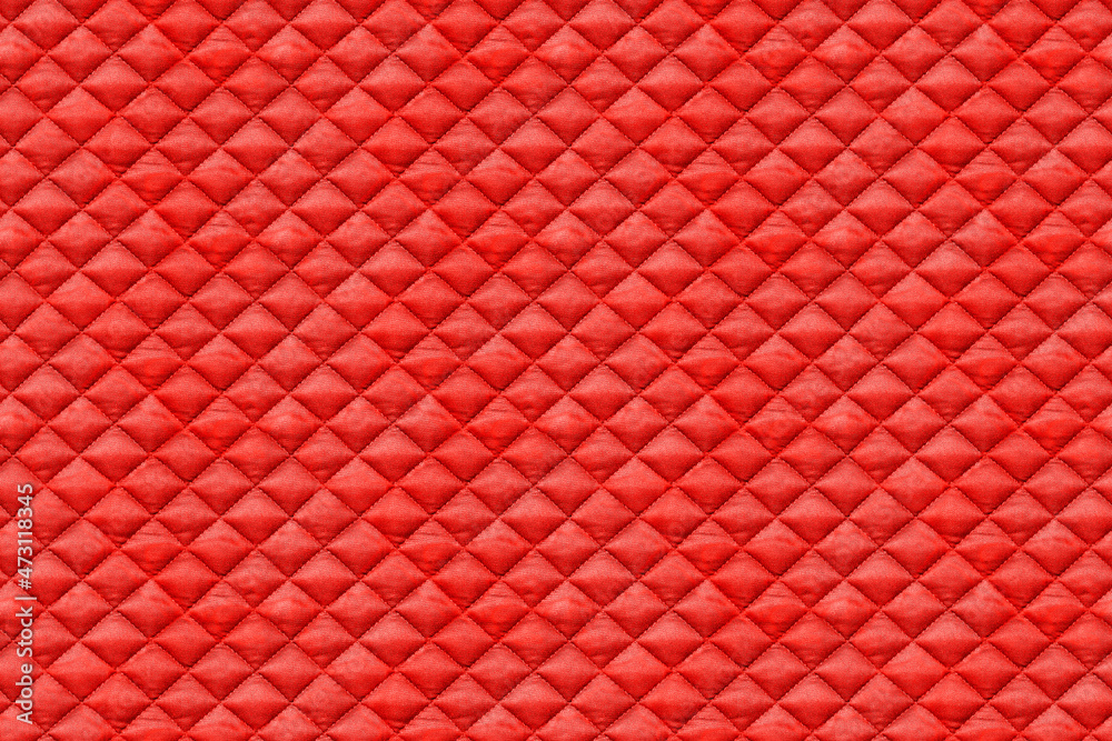 Seamless texture of red quilted fabric, cloth sewn into the cell, stitching. Texture of the blanket, red textile Seamless texture of red quilted fabric, cloth sewn into the cell, stitching. Texture of the blanket, red textile