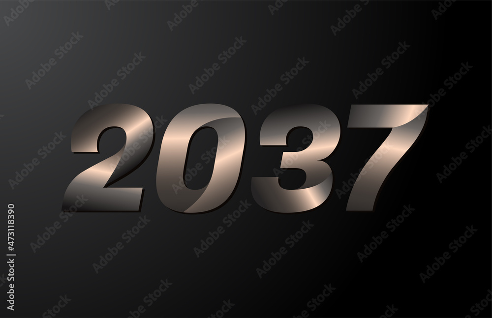 2037 year logotype, 2037 new year vector isolated on black background Stock  Vector