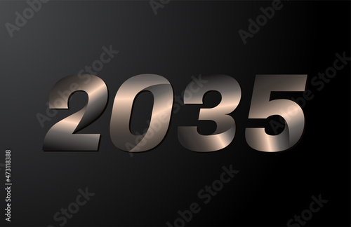 2035 year logotype, 2035 new year vector isolated on black background