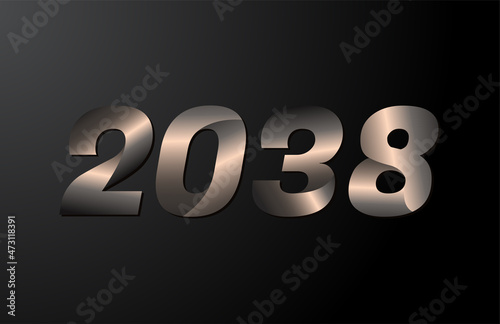 2038 year logotype, 2038 new year vector isolated on black background