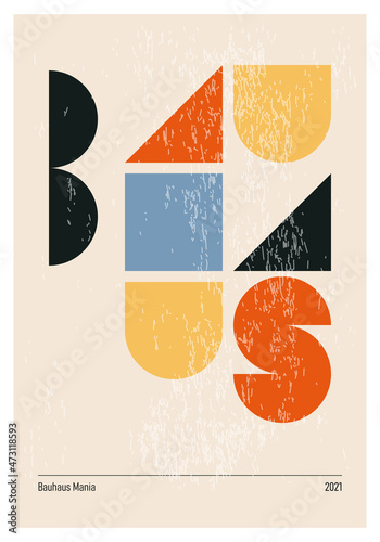 Minimal 20s geometric design poster, vector template with primitive shapes