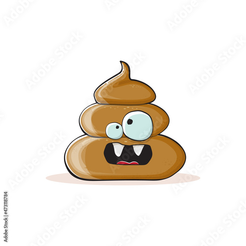 vector funny cartoon cool smiling poo icon isolated on white background. emoji funky poo character. A pile of poo sticker or label