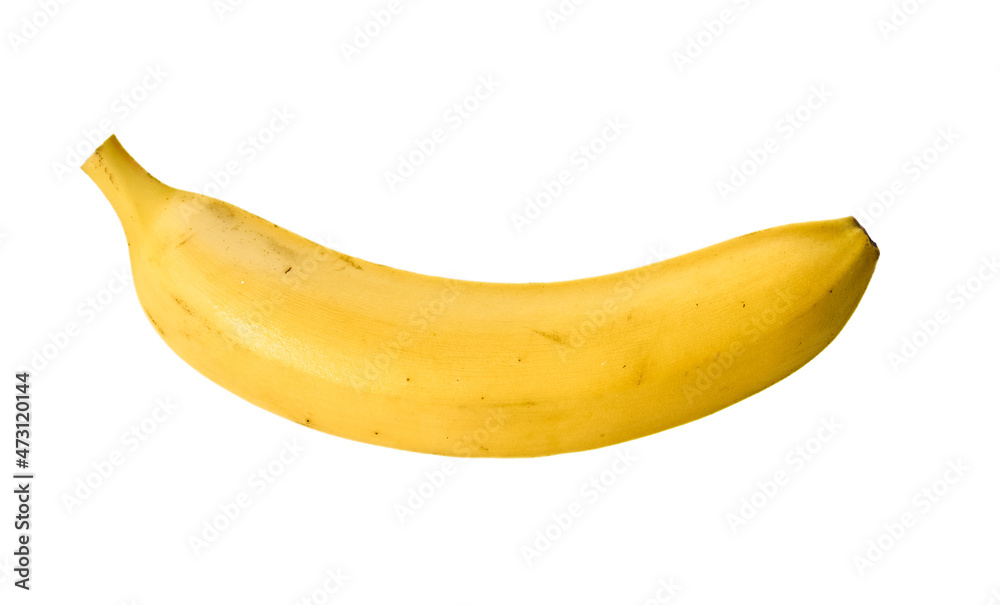  Single banana isolated on a white background