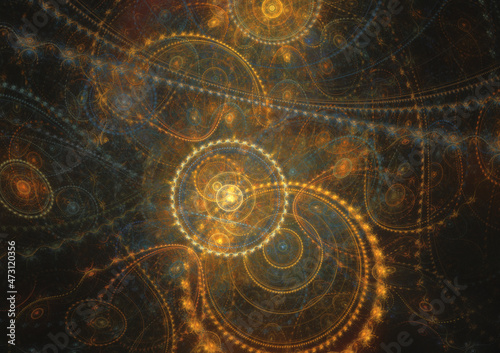 Dark mechanical fractal, abstract steampunk background