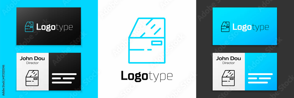 Blue line Car door icon isolated on white background. Logo design template element. Vector Blue line Car door icon isolated on white background. Logo design template element. Vector