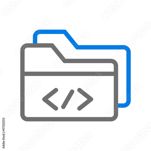 Coding Line Blue Vector Icon Design