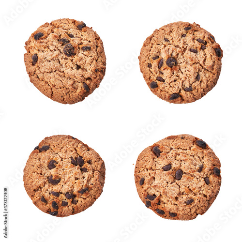  Delicious chocolate cookies isolated on a white background