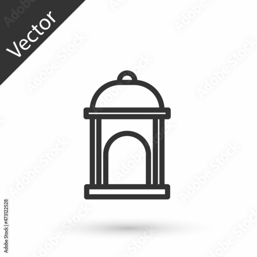 Grey line Muslim Mosque icon isolated on white background. Vector