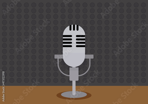 Micrófono en un estudio de una emisora de radio.