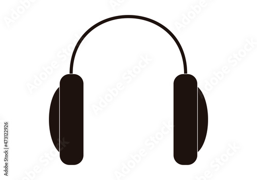 Icono negro de auriculares para música.