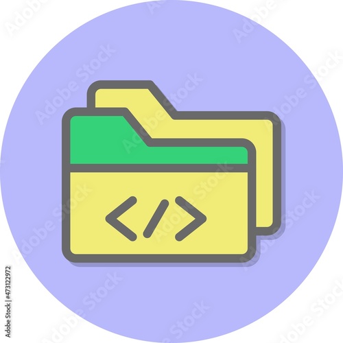 Coding Line Filled Circle Vector Icon Design