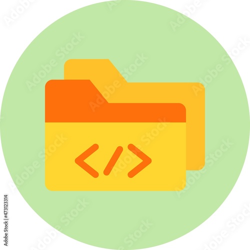 Coding Flat Circle Vector Icon Design