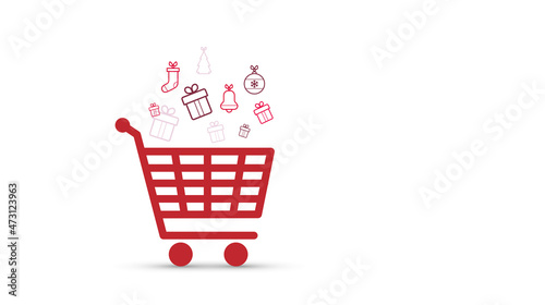 icona, cestino, carrello, compere, acquisti online, regali di natale, natale	
