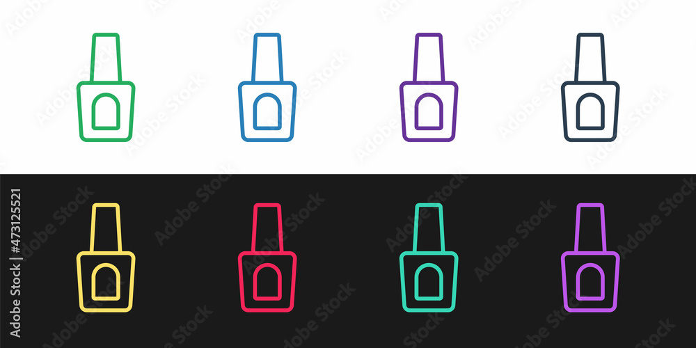 Set line Bottle of nail polish icon isolated on black and white background. Vector Set line Bottle of nail polish icon isolated on black and white background. Vector