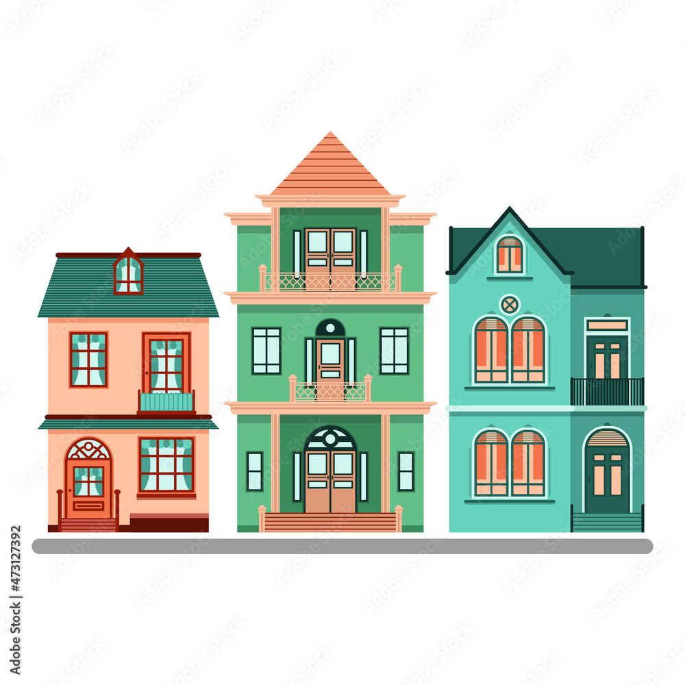 classic house town in a flat style illustration