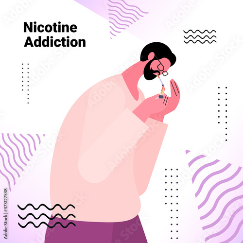 man smoking cigarette bad habits unhealthy lifestyle nicotine addiction concept portrait