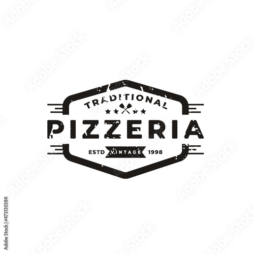 Vintage Classic Emblem Badge Spatula Pizza Pizzeria Logo Design Inspiration