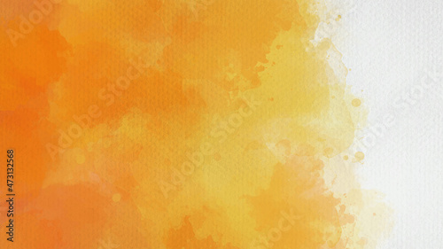 Hand painted orange and yellow color with watercolor texture abstract background 