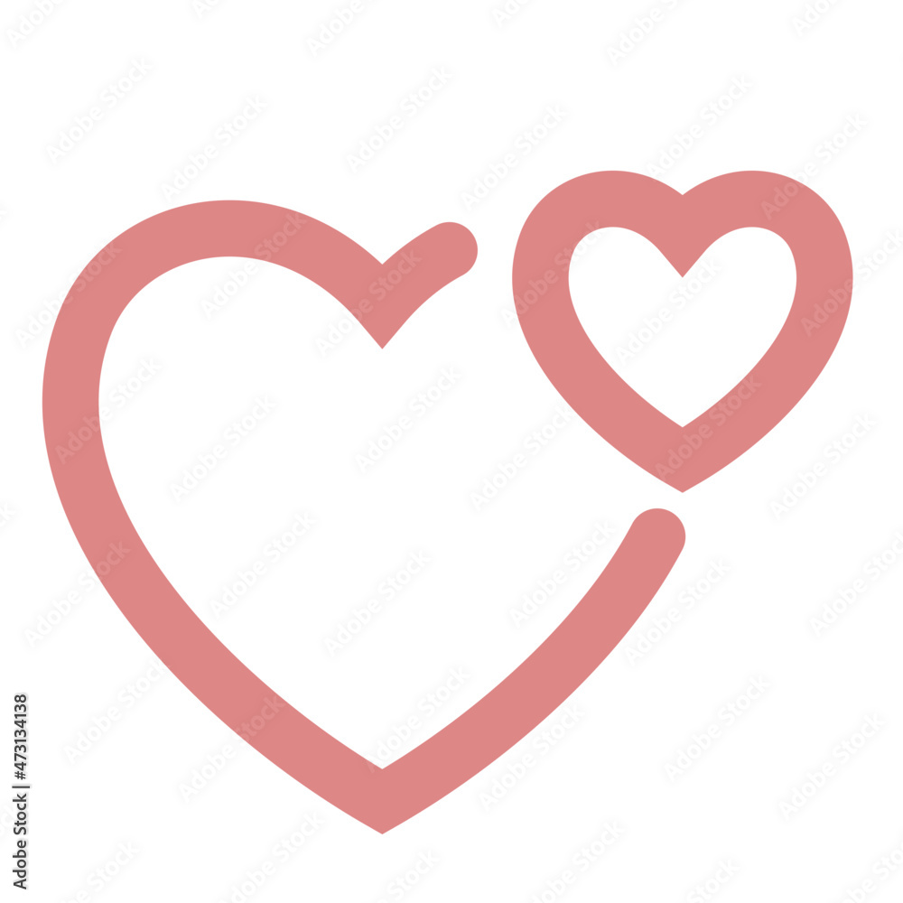 Double Heart Editable Stroke - flying love of line icon style