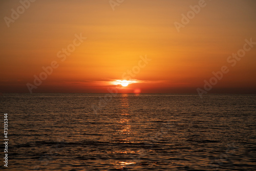 Sunset at sea  sun at sunset