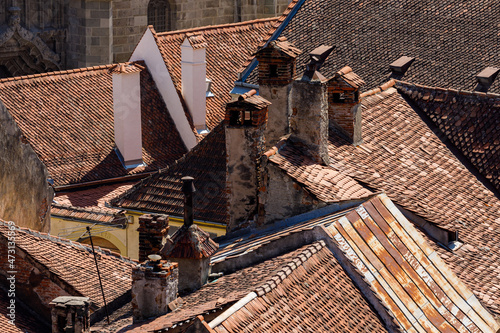 over the roofs of Brasov in Romania