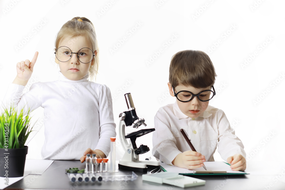 Young scientists chemists. Doctor, laboratory assistant. Young scientists chemists. Doctor, laboratory assistant.