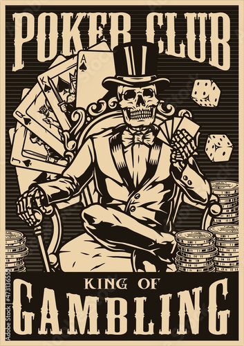 Poker club monochrome vintage poster