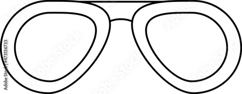 Black line hipster sun glasses. Unisex sunglasses. Vector illustration isolated on white. 