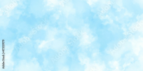 Blue sky with clouds and Abstract watercolor digital art painting for texture background. Abstract blue sky Water color background, Illustration, texture for design