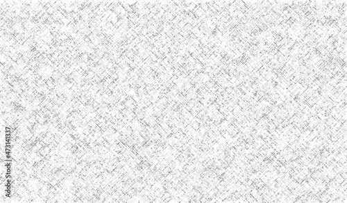 Woven texture. Weave distress pattern. Linen backdrop. Brush strokes cross hatch. Black interlace texture on white background. Gradation fiber. Simple braiding distressed stipple. Vector illustration photo