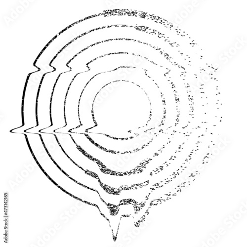 Glitch distorted geometric shape . Minimal art design . Noise destroyed circle logo . Trendy defect error shapes . Glitched frame .Broken effect .Grunge texture . Distressed element .vector 