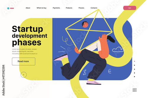 Startup illustration, website landing template. Concept of building new business