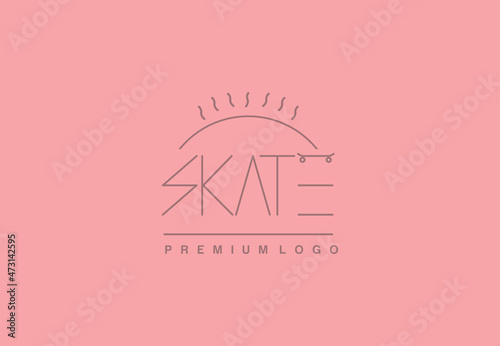 Skateboard premium logo simple design line art