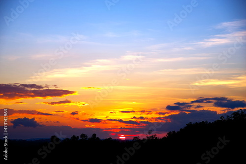 sunset in the mountains and cloud sky