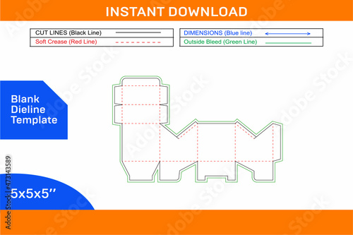 Creative gift box or surprice gift box dieline template and 3d box design easily editable resizeable Blank dieline template photo