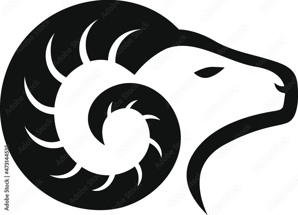 Ram Head Black icon Stock Vector | Adobe Stock